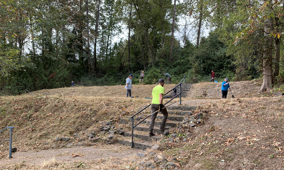 Ascending stairs and fields cleared for use after only four hours.