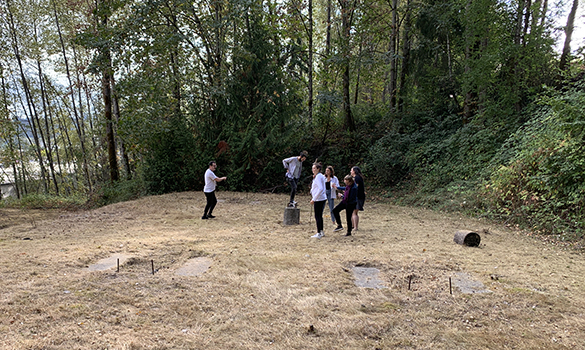 The horseshoe pits had been uncovered, and the ABC staff were already enjoying themselves in the newly cleared space!